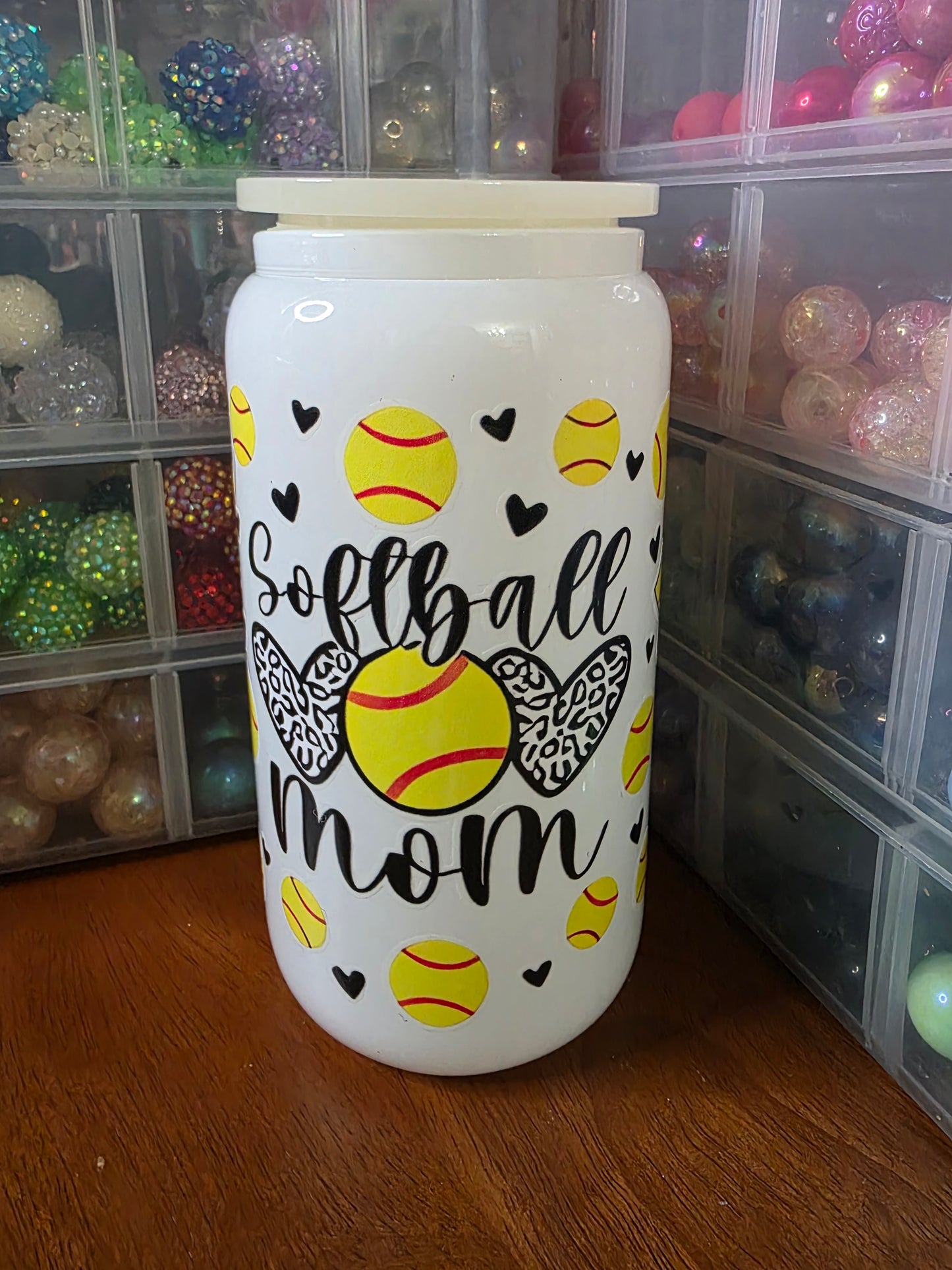 Softball Mom - 16oz Glass Cup