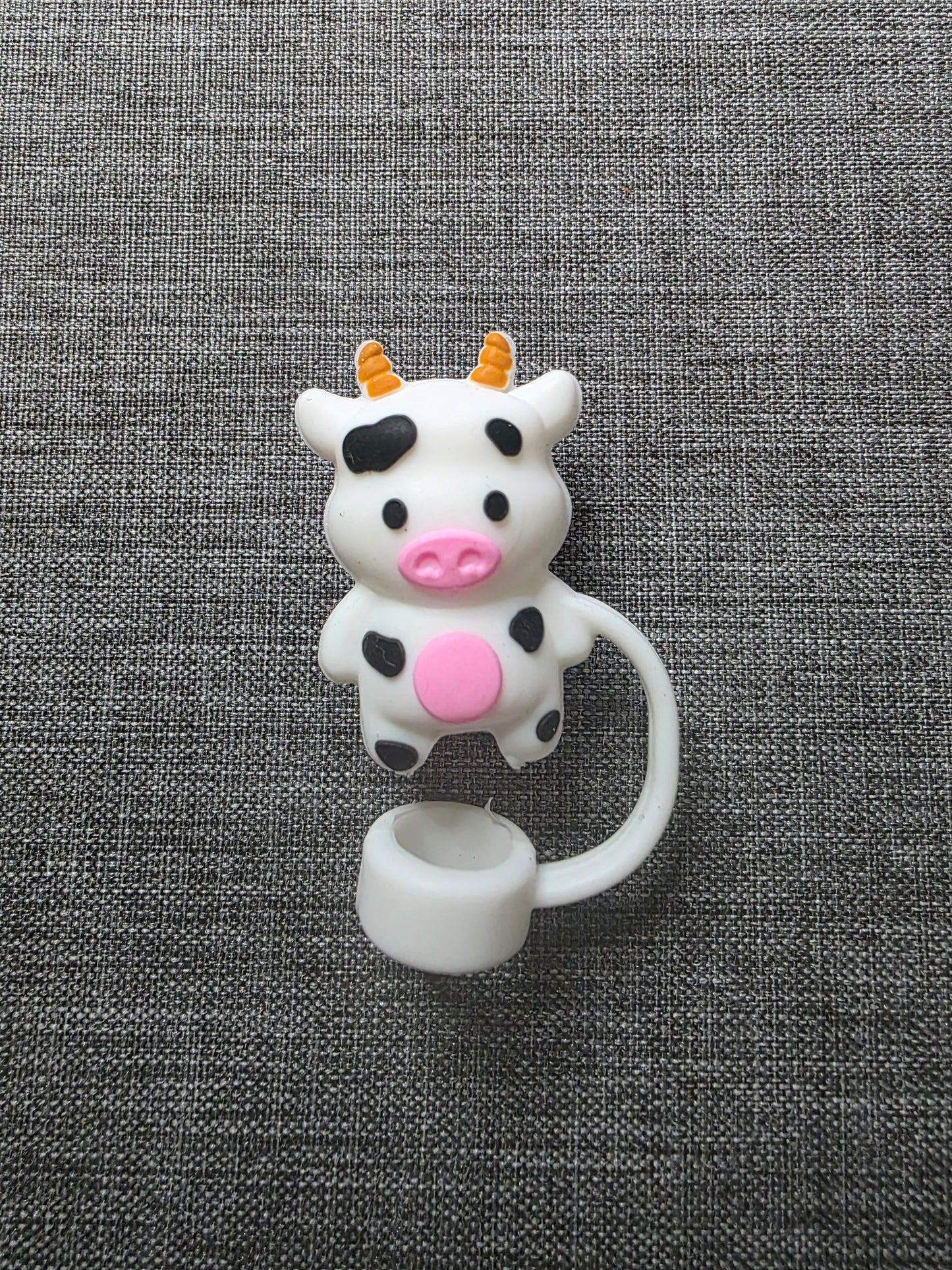 Black and White Cow Straw Topper